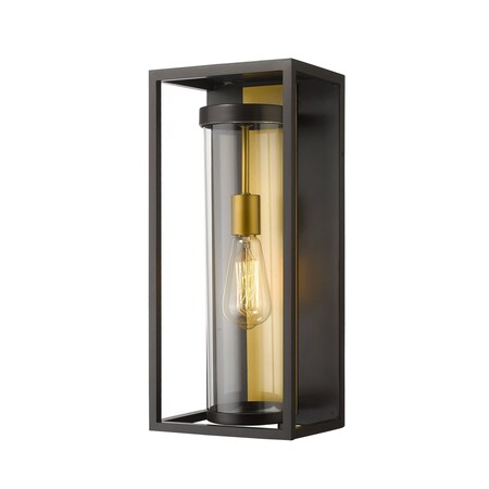 Z-Lite Dunbroch 1 Light Outdoor Wall Sconce, Deep Bronze + Outdoor Brass & Clear 584M-DBZ-OBS